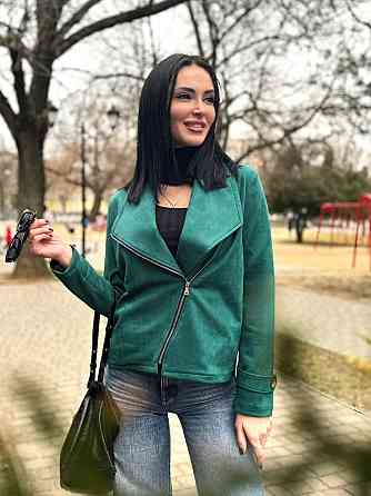 Замшевая куртка-жакет Nessa батал 50-52, Зеленый Киев