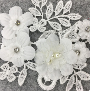 Аппликация на одежду пришивная белая Цветы Киев - изображение 3