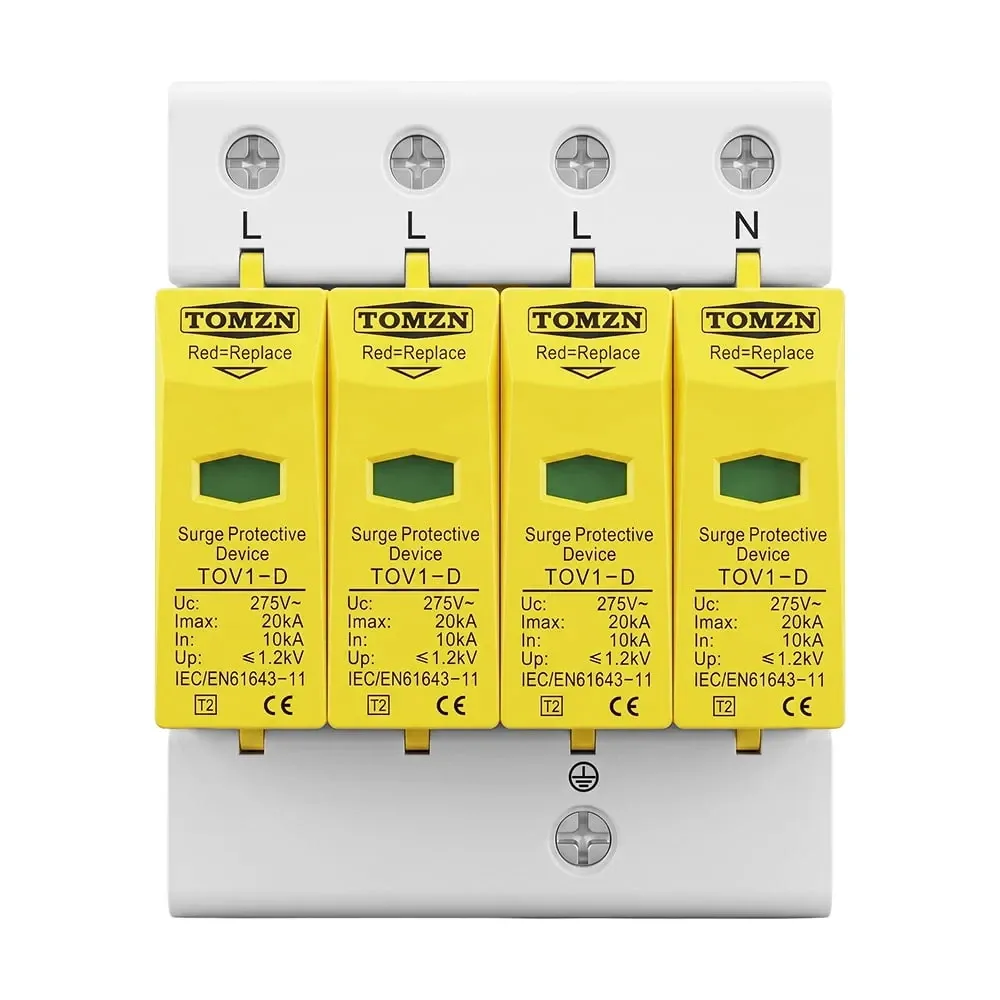 Обмежувач напруги TOMZN TOV1-20/4P 275V AC 10-20kA під DIN-рейку 4 полюси (51-00128) Киев - изображение 2