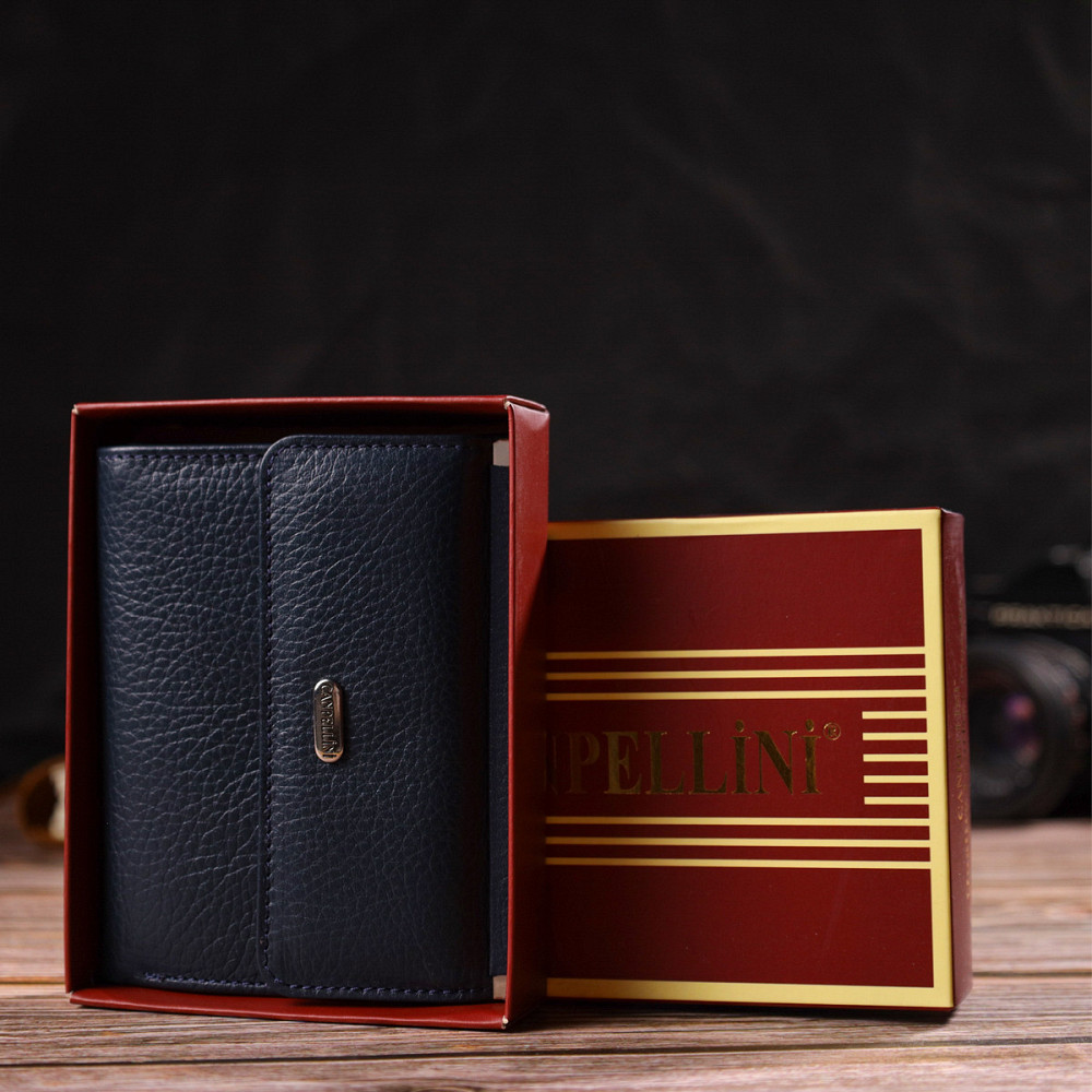 Практичний гаманець для жінок середнього розміру з натуральної шкіри CANPELLINI 21813 Синій Київ - фото 8