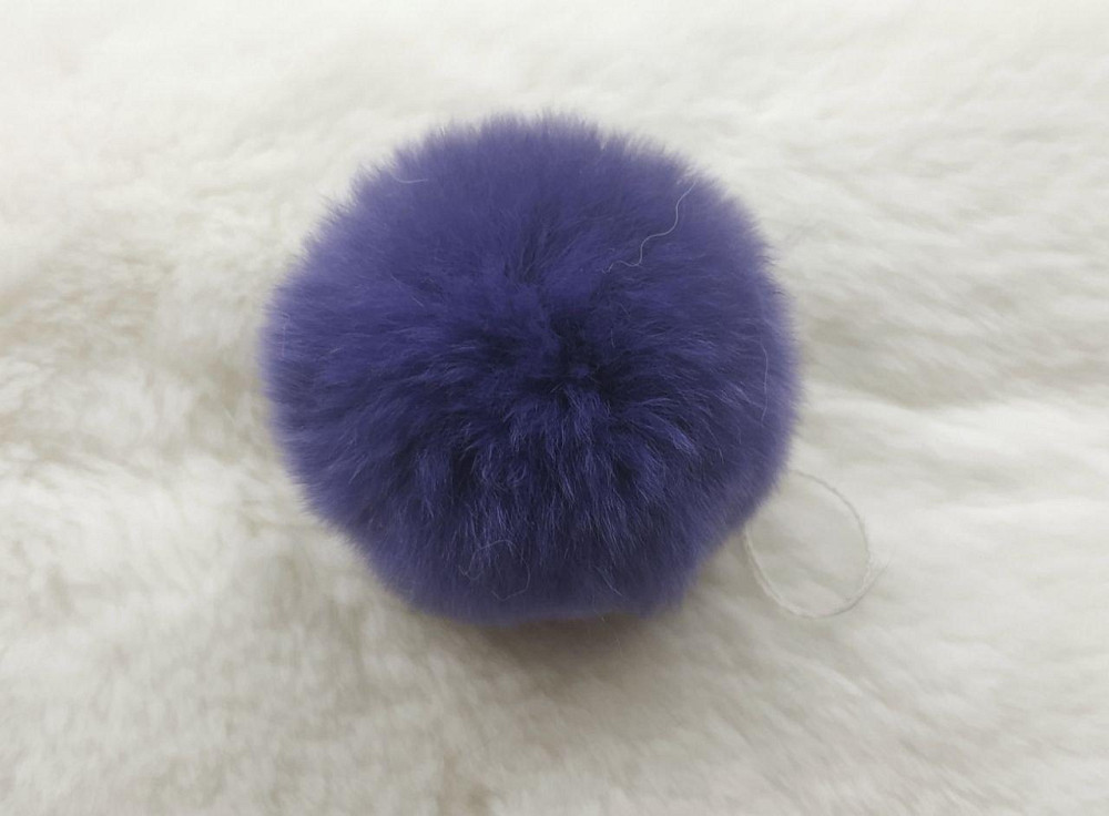 Хутряний бубон на шапку з кролика Rex Фіолетовий Харків - фото 2