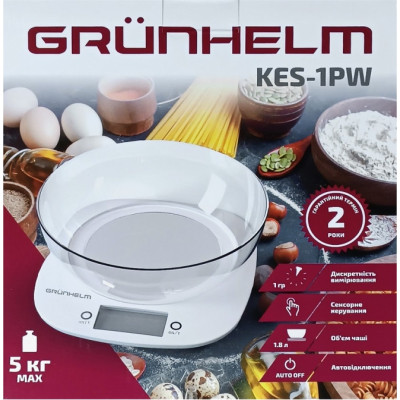 Весы кухонные Grunhelm KES-1PW Винница - изображение 5