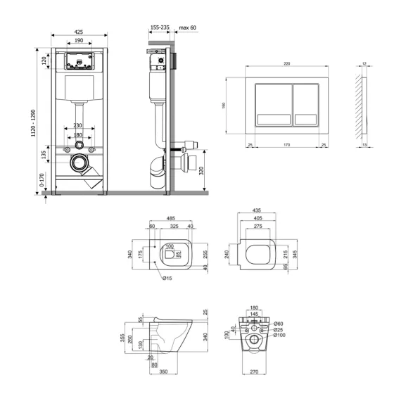 Готовое решение Qtap для ванной комнаты: подвесной унитаз Tern Ultra Quiet 490x365x325 + комплект инсталляции Nest 4 в 1 Киев