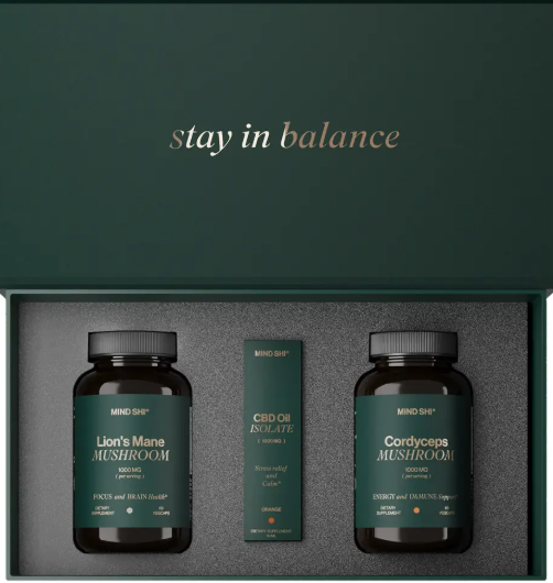 Канабидиол, ежевик гребенчатый,кордицепс MIND SHI Mushroom+CBD Oil Premium Box Киев - изображение 1