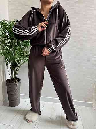 Женский стильный велюровый-плюшевый костюм двойка Шоколад, 42/44 Одесса