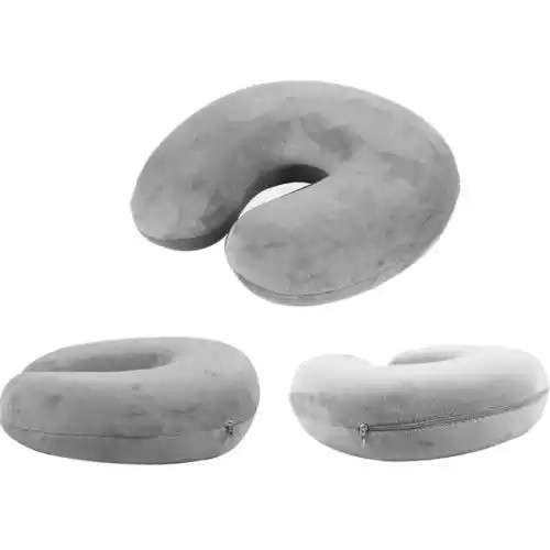 Надувна Подушка для шиї сіра - розмір у спущеному вигляді 35*28см Київ - фото 2