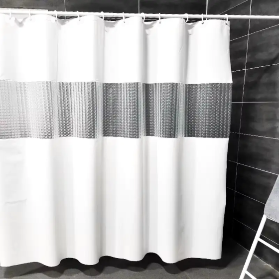 Шторка для душа и ванной с кольцами 180x180 см Bathlux водоотталкивающая,Белая Каменец-Подольский