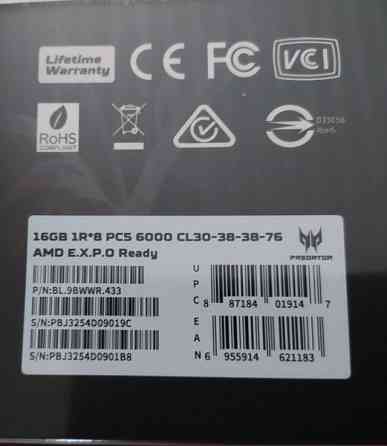 DDR5 acer  predator pallas 32gb 6000mhz cl 30. Київ