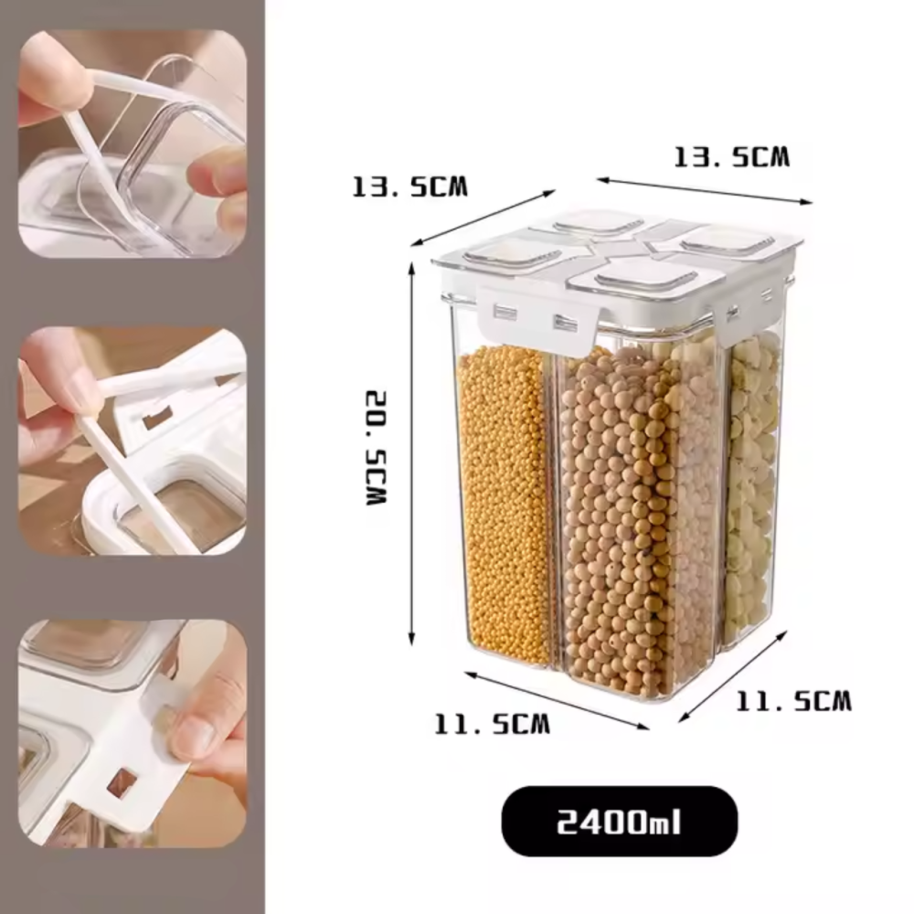 Прозрачный контейнер для хранения, герметичный кухонный органайзер на 4 отдела, объем 2.4 л, размер 20.5×13.5 Каменец-Подольский - изображение 2