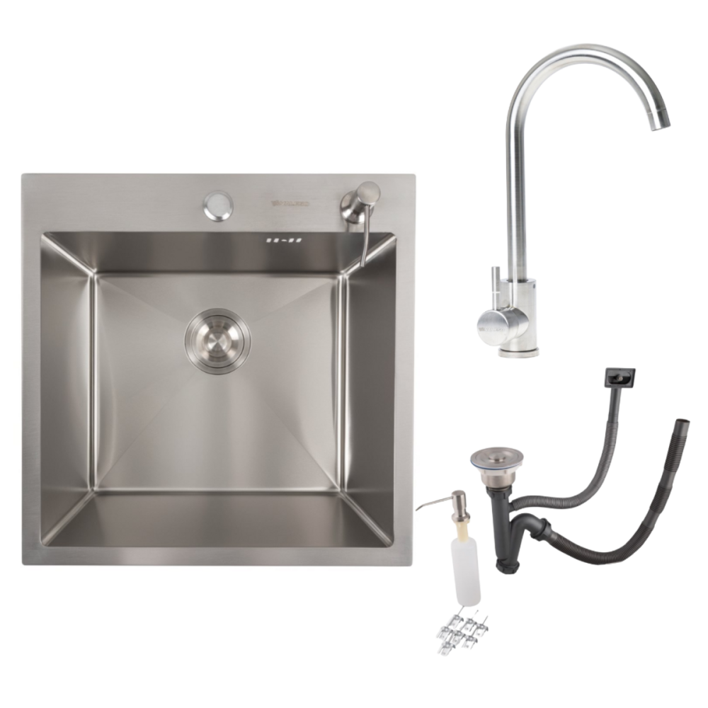 VALESO Кухонний комплект: Мийка Valeso Handmade (50x50 см) нержавійка ДЕКОР + Змішувач 56 NESP Киев - изображение 1