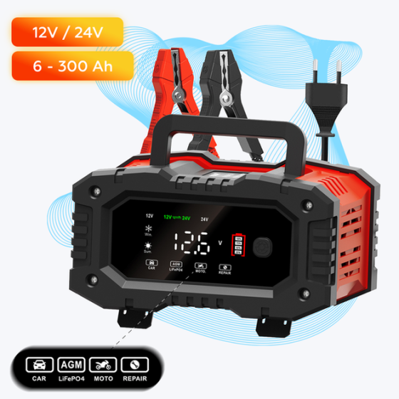 Зарядное устройство Foxsur 12V-8A/24V4A 12V-20A для автомобильного аккумулятора Винница