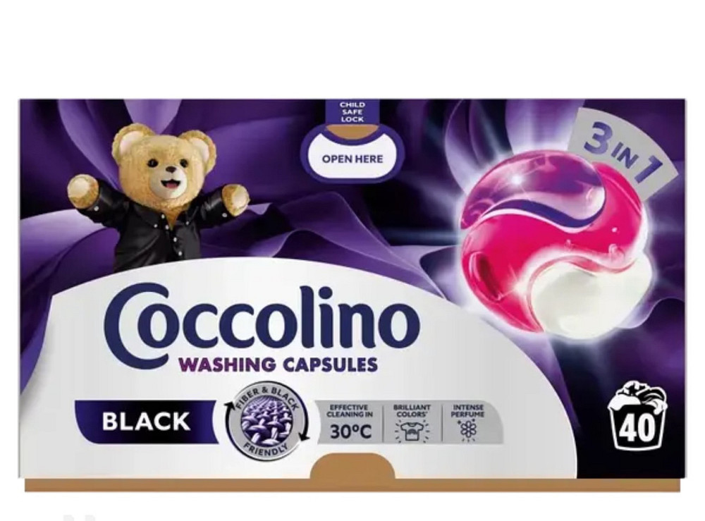 Капсули для прання темних речей Coccolino Care 3 в 1 Black & Dark 40 капс Виноградов - изображение 1