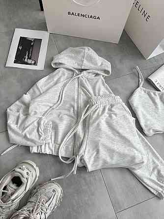 Жіночий повсякденний костюм-трійка: кофта топ і штани двонитка Меланж, 46/48 Одеса