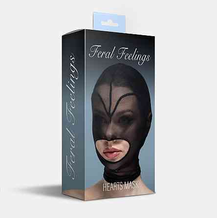 Маска сердце сетка с открытым ртом Feral Feelings - Hearts Mask Black/Black Sex Aura Киев