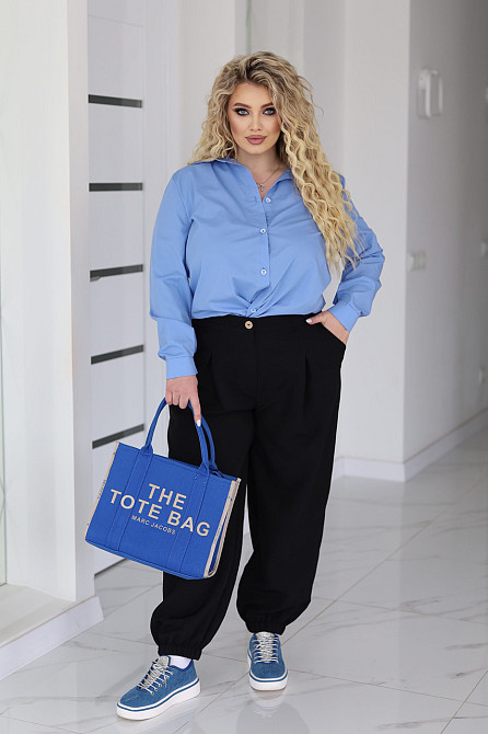 Жіночі широкі штани джогери "Flavio" | Батал Чорний, 50-52 Київ - фото 4