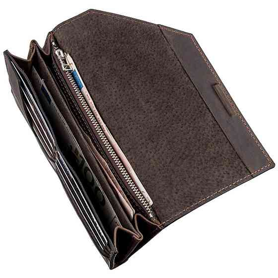 Кожаный клатч унисекс на магните Коричневый (GRANDE PELLE) Киев