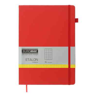 Книга записна Buromax Etalon 210x295 мм 96 аркушів в клітинку обкладинка зі штучної шкіри Червоний (BM.294160-05) Вінниця