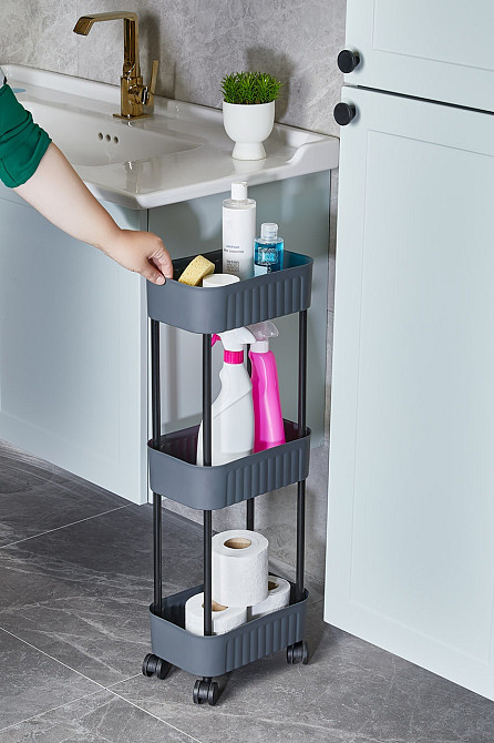 Этажерка 3-х ярусная Violet House 6020 Honeycomb GREY 17х27х73 см (7040716) Киев - изображение 1