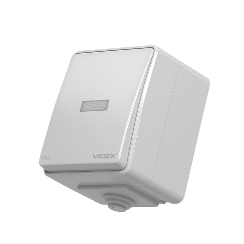 BINERA сірий Вимикач зовнішній 1кл IP65 з підсвічуванням Videx Житомир - фото 1