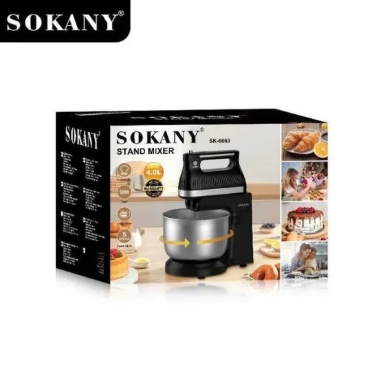 Стационарный миксер SK-6663 500 Вт с турбо-режимом, 6 скоростей и 4 насадками для теста и взбивания Одесса