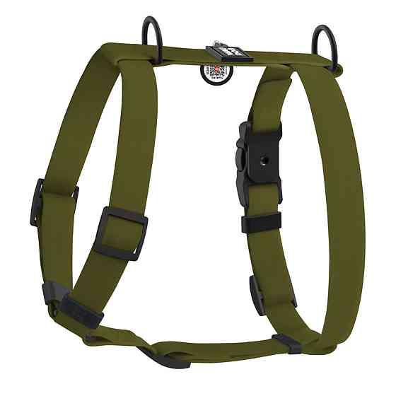 Шлея для собак водостійка анатомічна Н-подібна WAUDOG Magnet з QR-паспортом, магнітна пряжка-фастекс, L, Ш 25 мм, А 50-85 см, В 61-100 см, хакі Київ