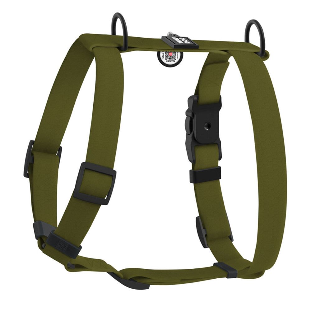 Шлей для собак водостойкий анатомический Н-образный WAUDOG Magnet с QR-паспортом, магнитная пряжка-фастекс, L, Ш 25 мм, А 50-85 см, В 61-100 см, хаки Киев - изображение 2