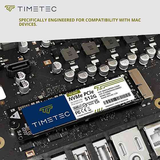 Timetec 512GB NVMe PCIe Gen3x4 SSD для MacBook Air/Pro iMac Mac Pro 2013–2019 черный Киев