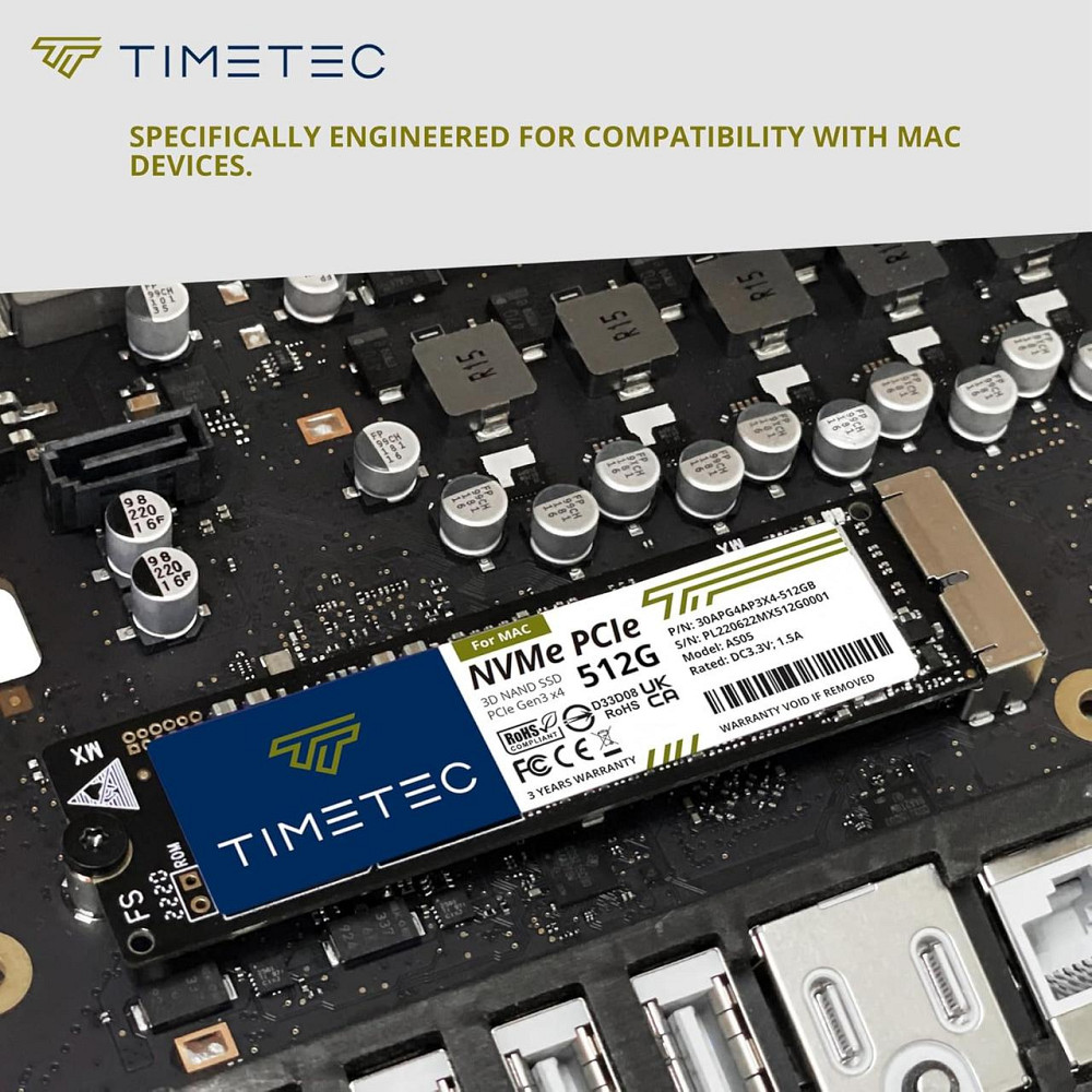Timetec 512GB NVMe PCIe Gen3x4 SSD для MacBook Air/Pro iMac Mac Pro 2013–2019 черный Киев - изображение 5