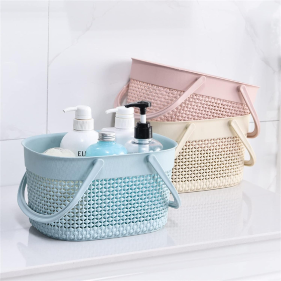 Пластиковий кошик з ручками, 26×15×20см, органайзер для дому, кошик для ванної, блакитний колір Кам'янець-Подільський