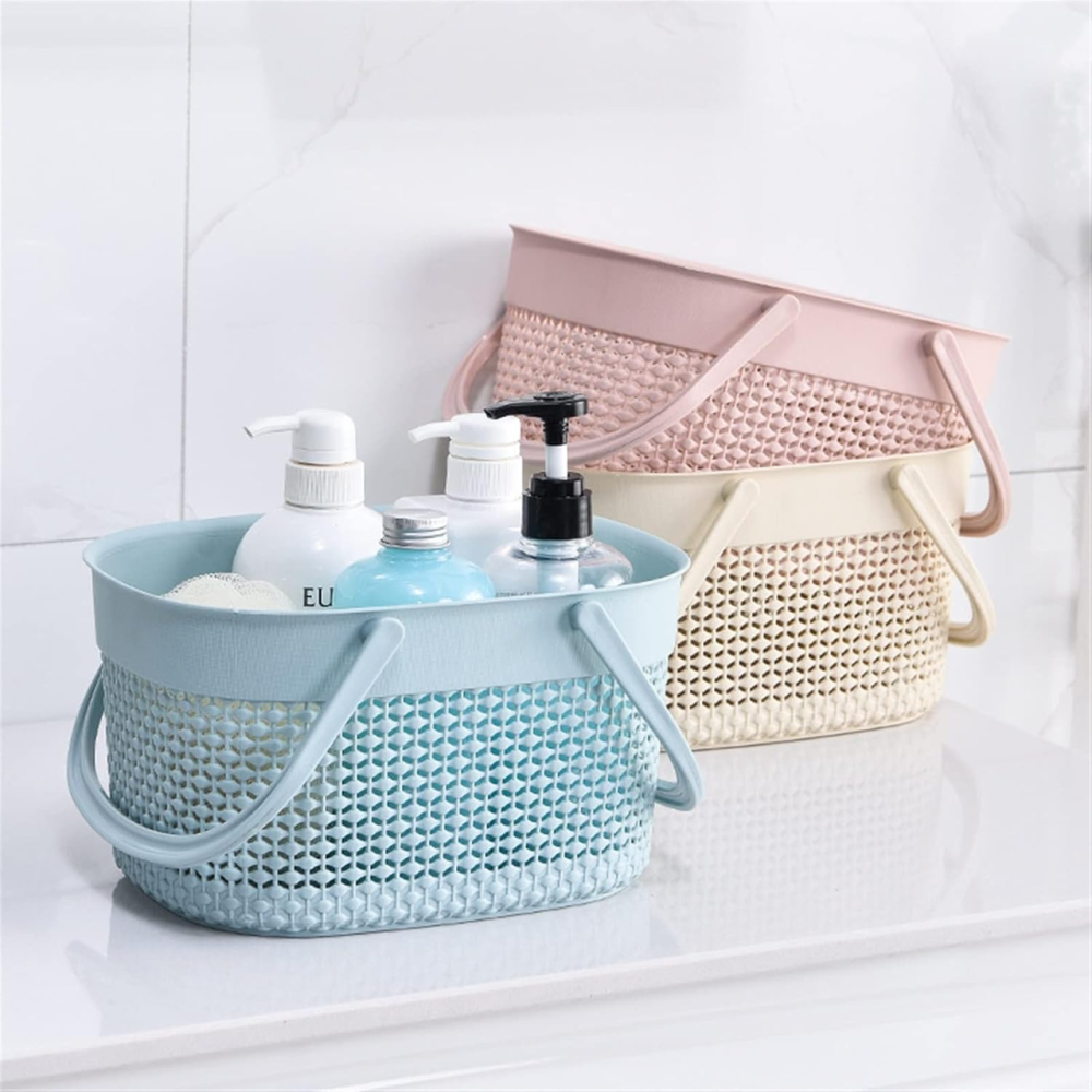 Пластиковая корзина с ручками, 26×15×20см, органайзер для дома, корзина для ванной, голубой цвет Каменец-Подольский - изображение 2