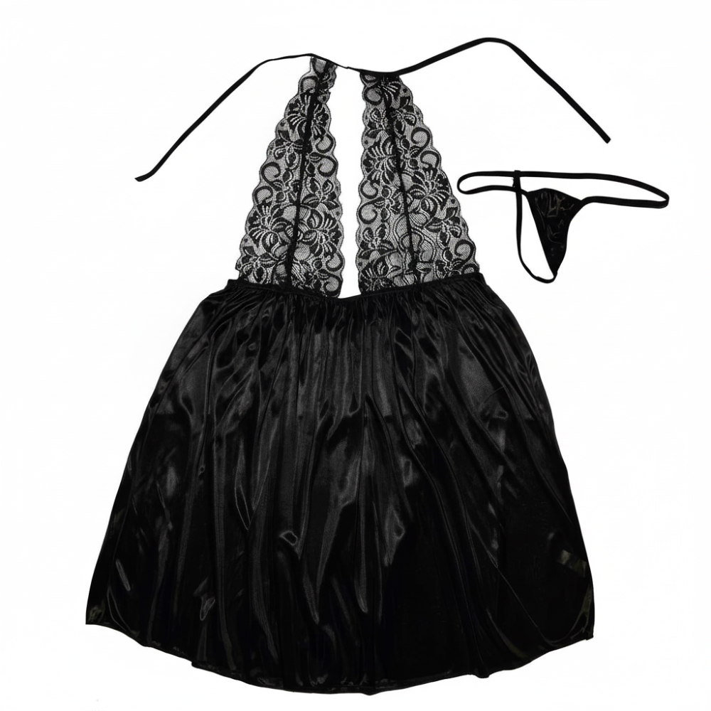 Чорний еротичний комплект великого розміру зі стрингами XL-XXL (50) Чорний Вінниця - фото 4