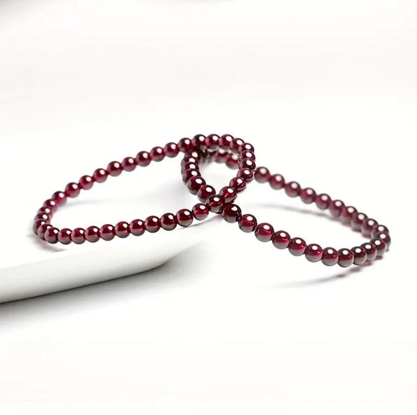 Браслет натуральный гранат — бусины 6 мм, глубокий бордовый, эластичная основа 15–20 см, унисекс Киев - изображение 3