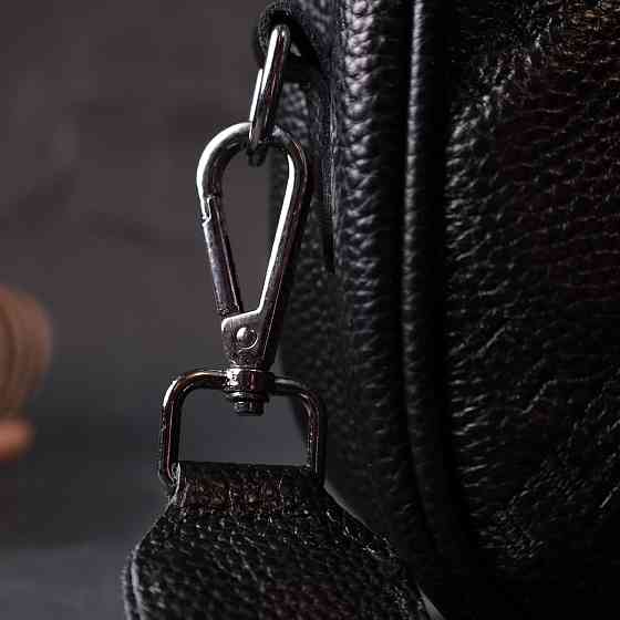 Шкіряна сумка напівкруглого формату на плече Vintage 22394 Чорна Київ