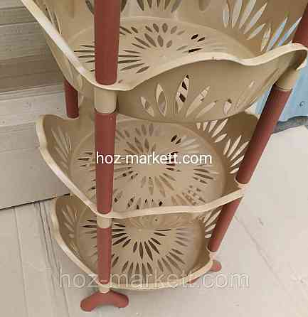 Полка этажерка пластиковая для ванны и кухни бежевая круглая Харьков