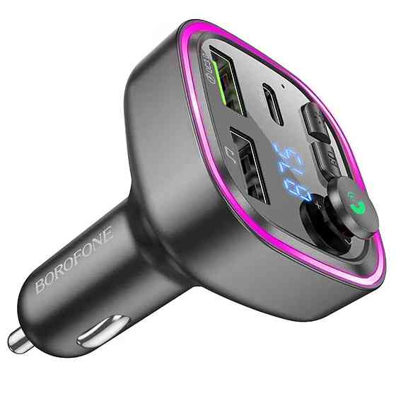 Автомобільний зарядний пристрій з FM-модулятором BOROFONE BC48 Broad QC3.0 car Bluetooth, FM transmitter, колір чорний BC48B Одеса