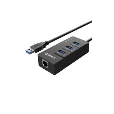 Концентратор Orico USB 3.0 3 port + RJ45 (HR01-U3-V1-BK-BP) (CA912742) Винница - изображение 1