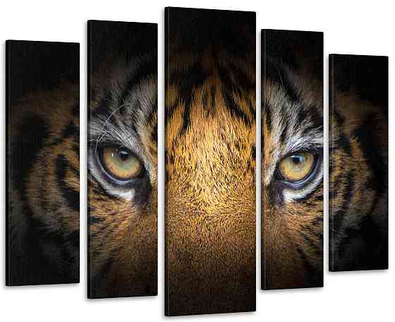Модульная картина в гостиную / спальню Глаза тигра Art-367_5 ( 80х118см ) 99x140 см Киев