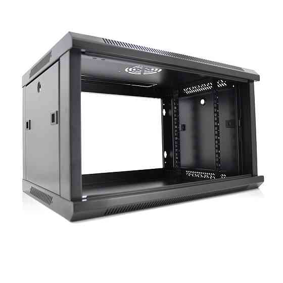 Шафа  Merlion 6U, 600*450*367 (Ш*Г*В) мм  загартоване скло, чорна. сталь 1,2мм з замком Київ