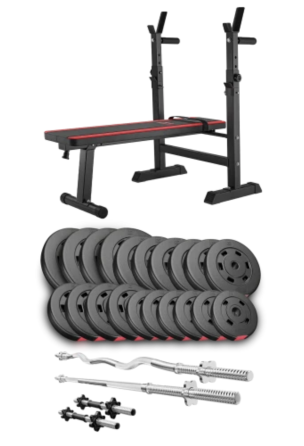 Набір Hop-Sport Premium 105кг з лавою HS-1080, штангами та гантелями Київ