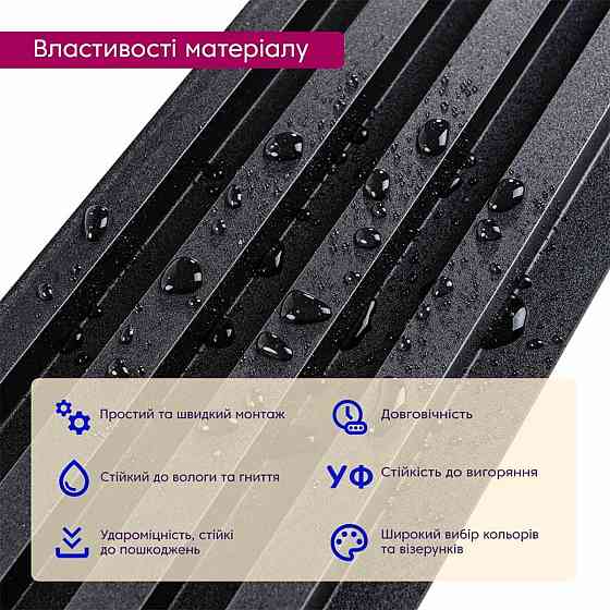 Декоративна стінова рейка антрацит Київ