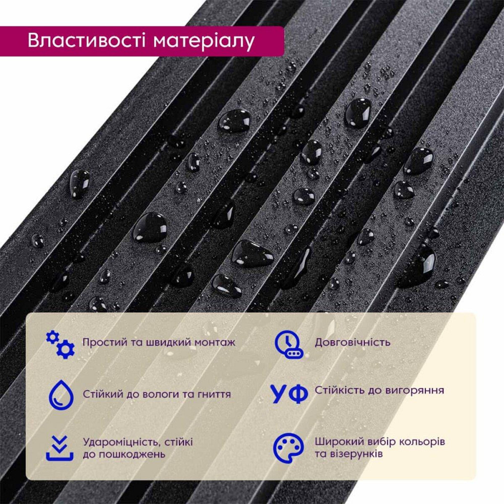 Декоративна стінова рейка антрацит Київ - фото 3