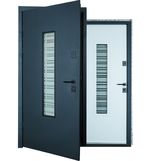 Вхідні двері Abwehr Defender Matrix 555 RAL 7021Т+ Вуличний вологостійкий МДФ Білий 860*2050 мм Київ - фото 3