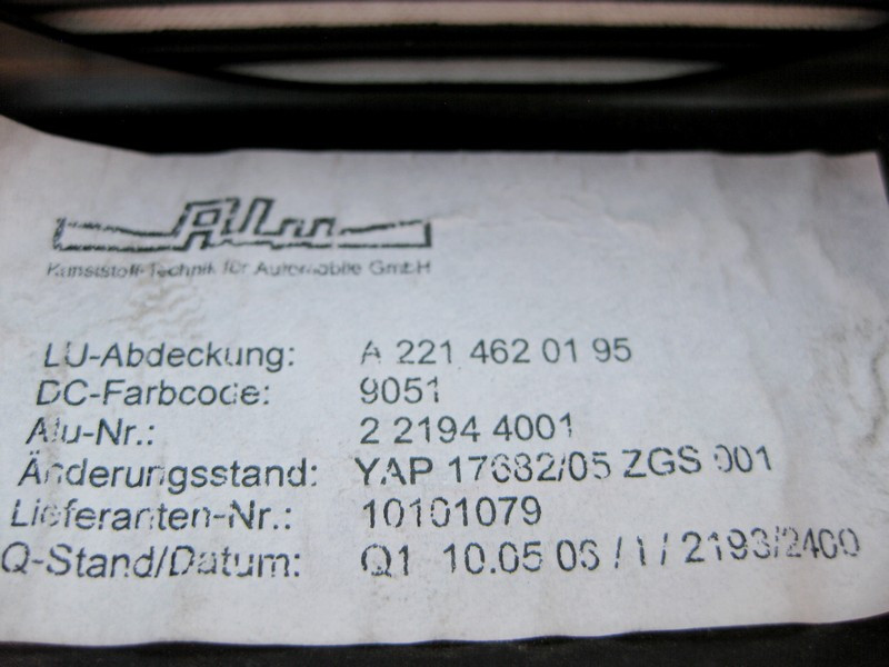 Mercedes-Benz  A2214620195 9051 Жалюзі - шторка рульової колонки чорна S-Class W221 CL C216 Одесса - изображение 3