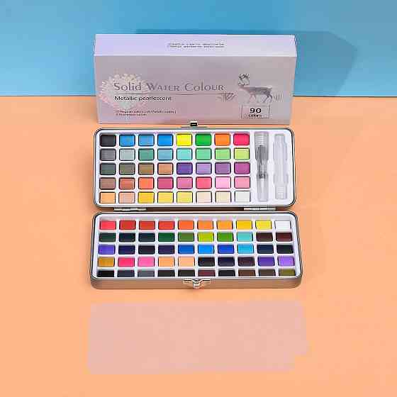 Набор акварельных красок, набор для рисования с неоновыми красками, металлик, 90 цветов и принадлежности Каменец-Подольский