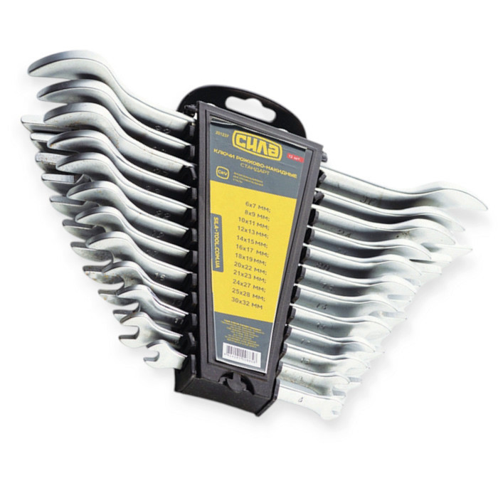 Набір ключів ріжкових 6-32 мм 12 шт (планшет) CrV Satine Мукачево - фото 1
