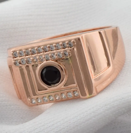 Печатка Xuping 11204 черные фианиты, позолота РО, ширина 10 мм, размер 19, вес 5,8 г, мужская Киев