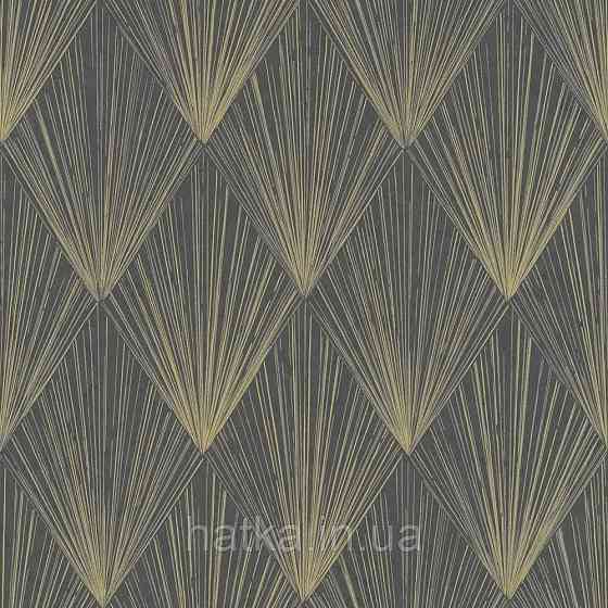 Шпалери вінілові на флізелін AS creation Metropolitan Stories II геометрія золоті промені смуги на чорному 3д Київ