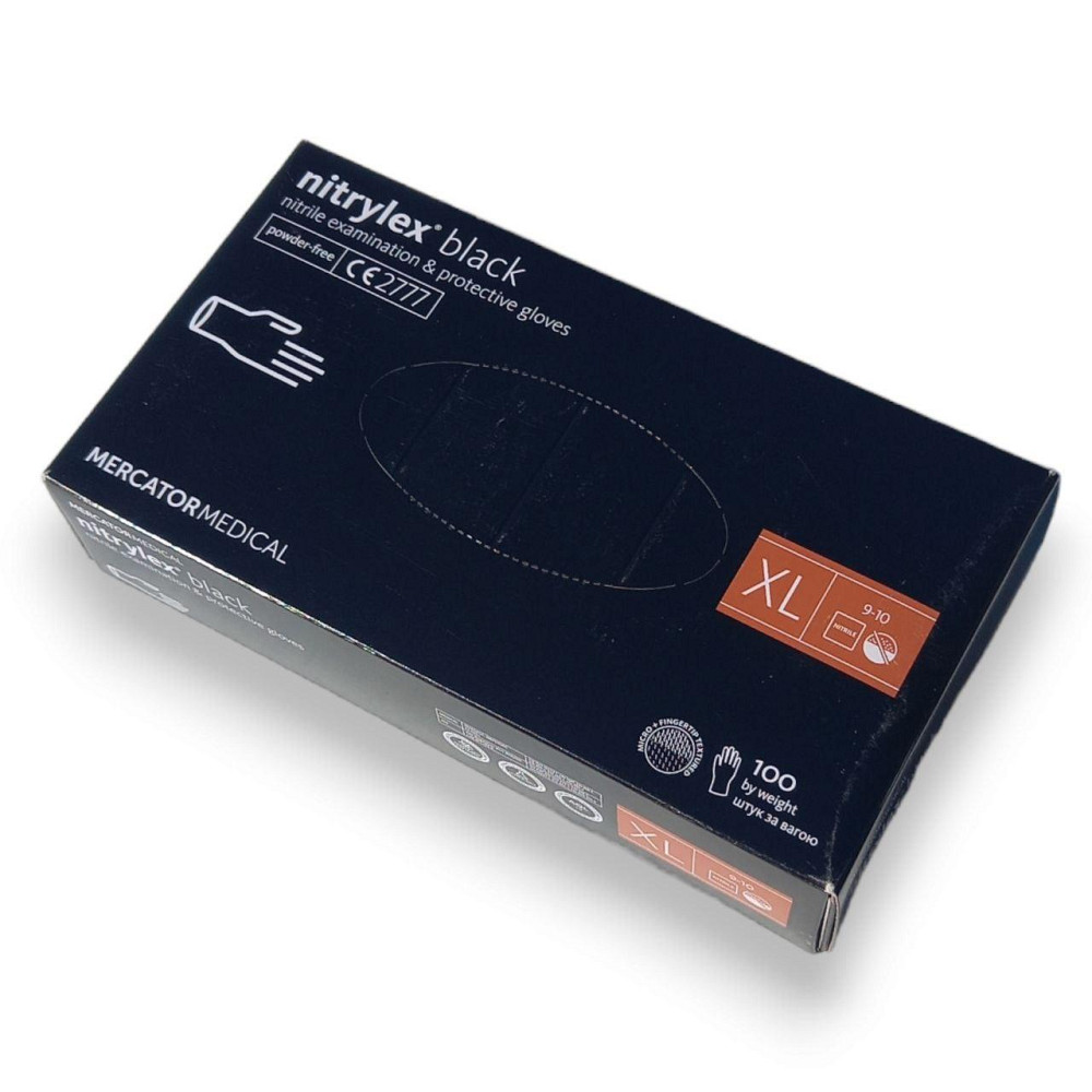 Рукавиці нітрилові чорні Nitrylex нестерильні неопудрені 100 шт./пач. (Розмір L) Харків - фото 5