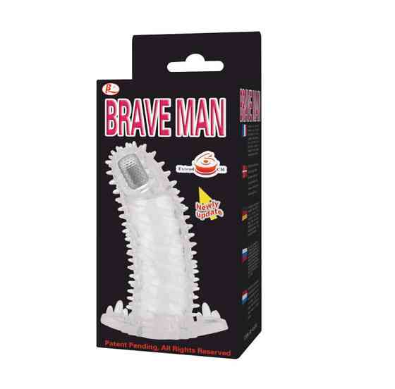 Насадка на член - Brave Man Vibrating Penis Sleeve Clear Sex Aura Київ