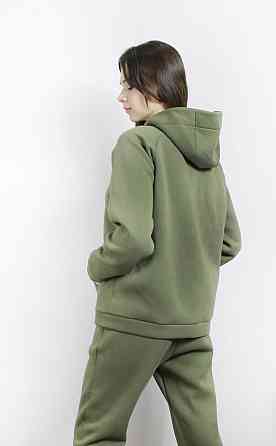 Костюм женский теплый спортивный на флисе кофта на змейке Хаки 46/48 Харьков